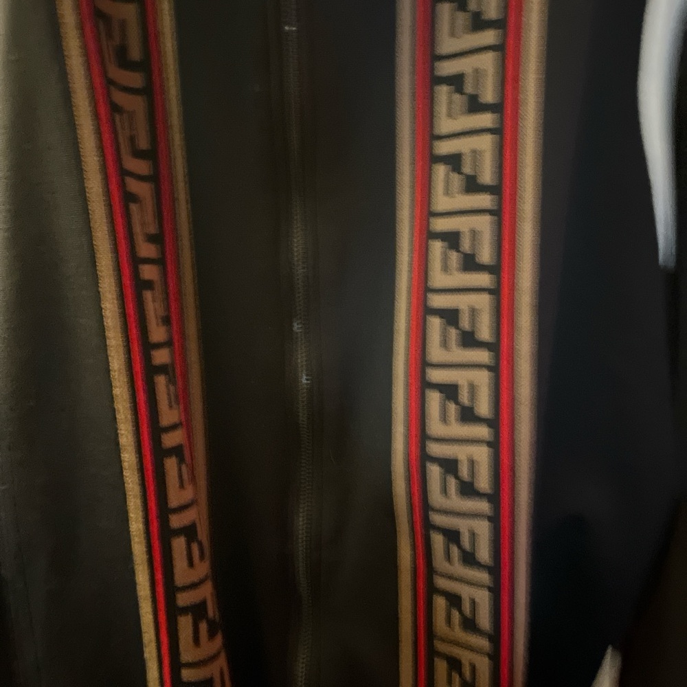 Fendi Black Logo Stripe & Brown Sleeve Track eJacket